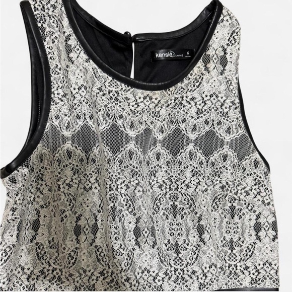 Kensie women’s 6 Black and White moody whimsygoth Lace cocktail holiday Dress - Picture 7 of 8